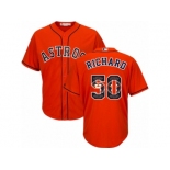 Men's Majestic Houston Astros #50 J.R. Richard Authentic Orange Team Logo Fashion Cool Base MLB Jersey