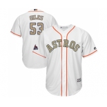 Men's Majestic Houston Astros #53 Ken Giles Replica White 2018 Gold Program Cool Base MLB Jersey