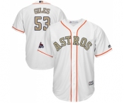 Men's Majestic Houston Astros #53 Ken Giles Replica White 2018 Gold Program Cool Base MLB Jersey