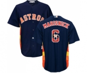 Men's Majestic Houston Astros #6 Jake Marisnick Authentic Navy Blue Team Logo Fashion Cool Base MLB Jersey