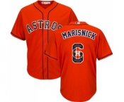 Men's Majestic Houston Astros #6 Jake Marisnick Authentic Orange Team Logo Fashion Cool Base MLB Jersey