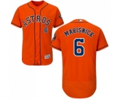 Men's Majestic Houston Astros #6 Jake Marisnick Orange Alternate Flex Base Authentic Collection MLB Jersey