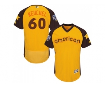 Men's Majestic Houston Astros #60 Dallas Keuchel Yellow 2016 All-Star American League BP Authentic Collection Flex Base MLB Jersey