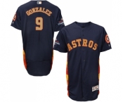 Men's Majestic Houston Astros #9 Marwin Gonzalez Navy Blue Alternate 2018 Gold Program Flex Base Authentic Collection MLB Jersey