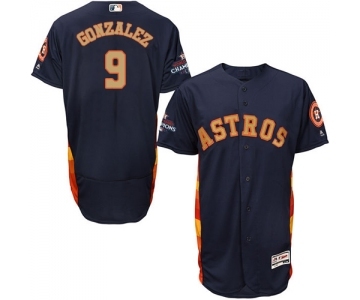 Men's Majestic Houston Astros #9 Marwin Gonzalez Navy Blue Alternate 2018 Gold Program Flex Base Authentic Collection MLB Jersey