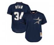 Men's Mitchell and Ness 1997 Houston Astros #34 Nolan Ryan Replica Navy Blue Throwback MLB Jersey