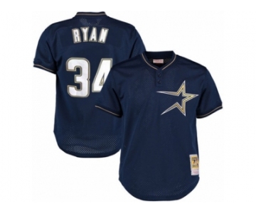 Men's Mitchell and Ness 1997 Houston Astros #34 Nolan Ryan Replica Navy Blue Throwback MLB Jersey