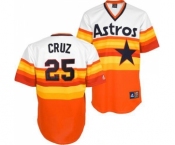 Men's Mitchell and Ness Houston Astros #25 Jose Cruz Jr. Authentic White Orange Throwback MLB Jersey