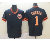 Men's Nike Houston Astros #1 Carlos Correa Navy Blue M&N MLB Jersey