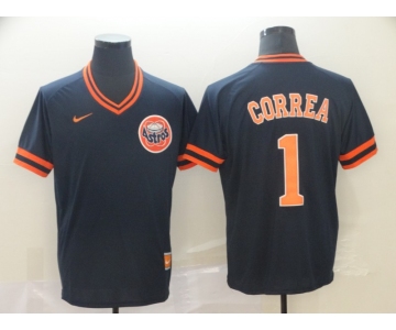 Men's Nike Houston Astros #1 Carlos Correa Navy Blue M&N MLB Jersey