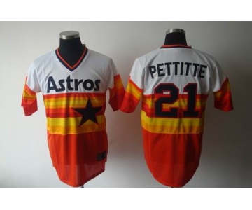 mlb houston astros #21 pettitte m&n white orange