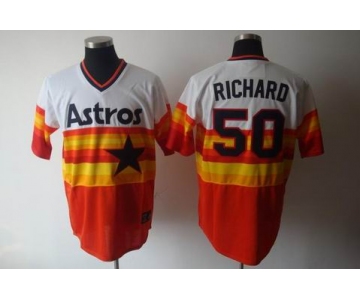 mlb houston astros #50 richard m&n white orange