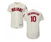 Cleveland Indians #10 Edwin Encarnacion Cream Flexbase Authentic Collection Stitched MLB Jersey