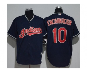 Cleveland Indians #10 Edwin Encarnacion Navy Blue New Cool Base Stitched MLB Jersey