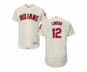 Cleveland Indians #12 Francisco Lindor Cream Flexbase Authentic Collection Stitched Baseball Jersey