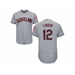 Cleveland Indians #12 Francisco Lindor Grey Flexbase Authentic Collection Stitched Baseball Jersey