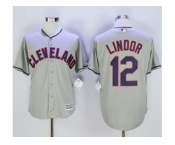 Cleveland Indians #12 Francisco Lindor Grey New Cool Base Stitched MLB Jersey