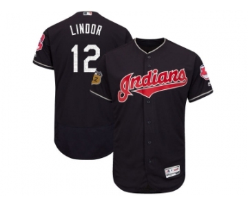 Cleveland Indians #12 Francisco Lindor Navy 2017 Spring Training Flexbase Authentic Collection Stitched Baseball Jersey