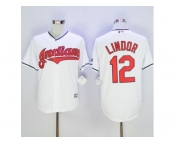 Cleveland Indians #12 Francisco Lindor White New Cool Base Stitched Baseball Jersey