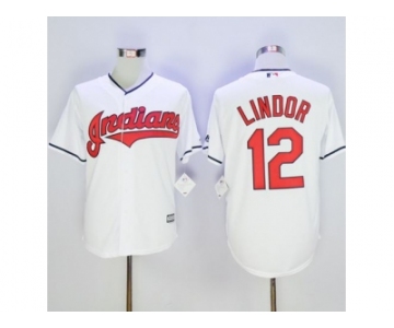 Cleveland Indians #12 Francisco Lindor White New Cool Base Stitched Baseball Jersey