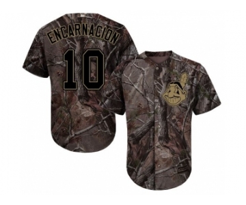 Men Cleveland Indians #10 Edwin Encarnacion Camo Realtree Collection Cool Base Stitched MLB Jerseyey