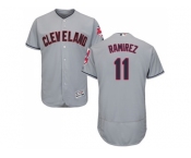 Men Cleveland Indians #11 Jose Ramirez Grey Flexbase Authentic Collection Stitched MLB Jersey