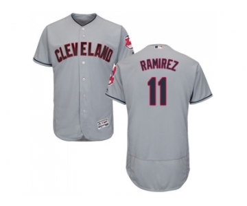 Men Cleveland Indians #11 Jose Ramirez Grey Flexbase Authentic Collection Stitched MLB Jersey