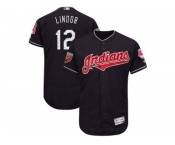 Men Cleveland Indians #12 Francisco Lindor Majestic Navy 2018 Spring Training Flex Base Player Jersey