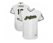 Men Cleveland Indians #12 Francisco Lindor White Flexbase Authentic Collection 2018 Memorial Day Stitched MLB Jersey