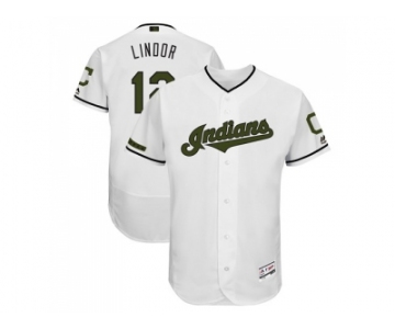 Men Cleveland Indians #12 Francisco Lindor White Flexbase Authentic Collection 2018 Memorial Day Stitched MLB Jersey