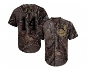 Men Cleveland Indians #14 Larry Doby Camo Realtree Collection Cool Base Stitched MLB Jersey