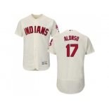 Men Cleveland Indians #17 Yonder Alonso Cream Flexbase Authentic Collection Stitched MLB Jersey