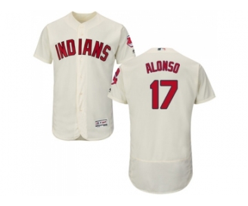 Men Cleveland Indians #17 Yonder Alonso Cream Flexbase Authentic Collection Stitched MLB Jersey