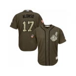 Men Cleveland Indians #17 Yonder Alonso Green Salute to Service Stitched MLB Jersey