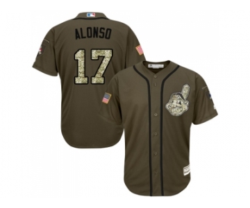 Men Cleveland Indians #17 Yonder Alonso Green Salute to Service Stitched MLB Jersey