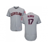 Men Cleveland Indians #17 Yonder Alonso Grey Flexbase Authentic Collection Stitched MLB Jersey