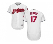 Men Cleveland Indians #17 Yonder Alonso White Flexbase Authentic Collection Stitched MLB Jersey