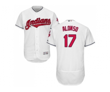 Men Cleveland Indians #17 Yonder Alonso White Flexbase Authentic Collection Stitched MLB Jersey