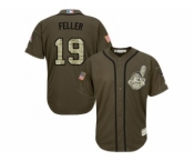 Men Cleveland Indians #19 Bob Feller Green Salute to Service Stitched Baseball Jersey