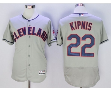 Men Cleveland Indians #22 Jason Kipnis Majestic Gray Flexbase Authentic Collection Player Jersey