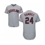 Men Cleveland Indians #24 Manny Ramirez Majestic grey Flexbase Authentic Collection Player Jersey