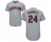 Men Cleveland Indians #24 Manny Ramirez Majestic grey Flexbase Authentic Collection Player Jersey