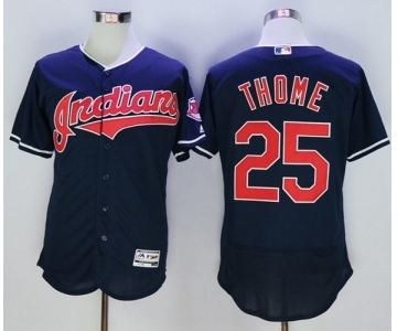 Men Cleveland Indians #25 Jim Thome Majestic Navy Blue Flexbase Authentic Collection Player Jersey