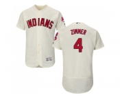 Men Cleveland Indians #4 Bradley Zimmer Cream Flexbase Authentic Collection Stitched MLB Jersey