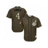 Men Cleveland Indians #4 Bradley Zimmer Green Salute to Service Stitched MLB Jersey