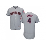 Men Cleveland Indians #4 Bradley Zimmer Grey Flexbase Authentic Collection Stitched MLB Jersey