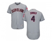 Men Cleveland Indians #4 Bradley Zimmer Grey Flexbase Authentic Collection Stitched MLB Jersey