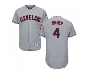 Men Cleveland Indians #4 Bradley Zimmer Grey Flexbase Authentic Collection Stitched MLB Jersey