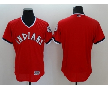 Men Cleveland Indians Blank Majestic Red Flexbase Authentic Collection Cooperstown Jersey