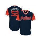 Men's 2017 Little League World Series Indians #52 Mike Clevinger Sunshine Navy Jersey